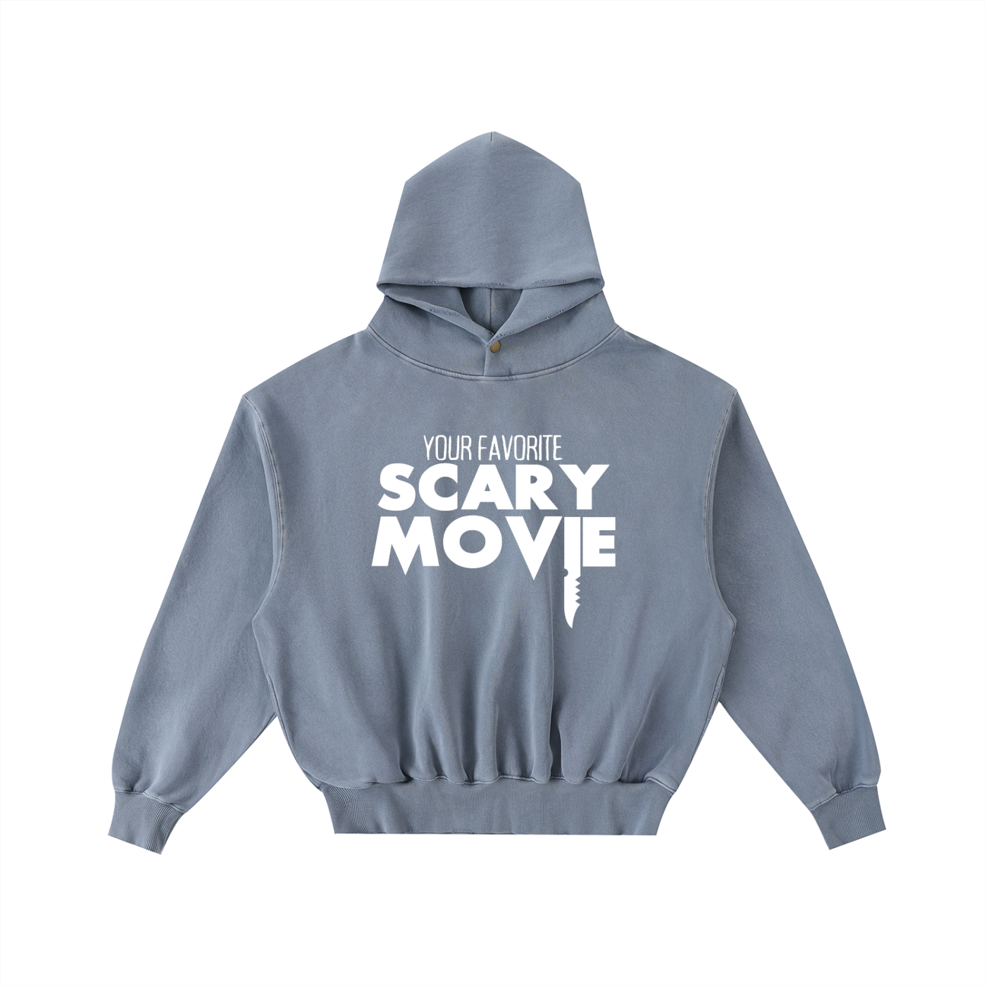 YFSM White Logo Frayed Washed Fleece Hoodie