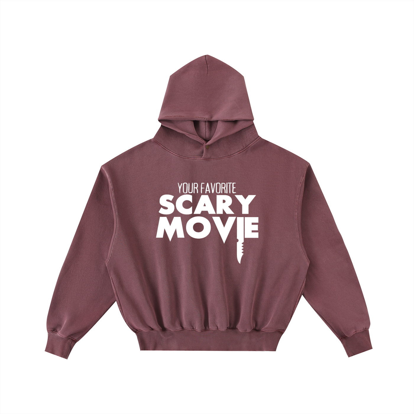 YFSM White Logo Frayed Washed Fleece Hoodie