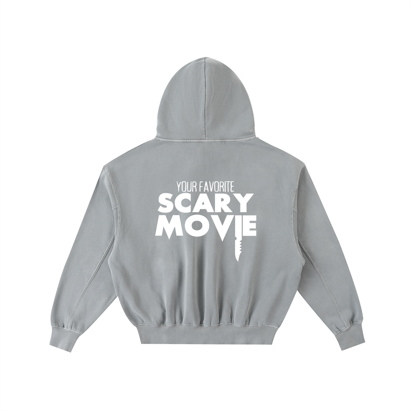 YFSM White Logo Frayed Washed Fleece Hoodie