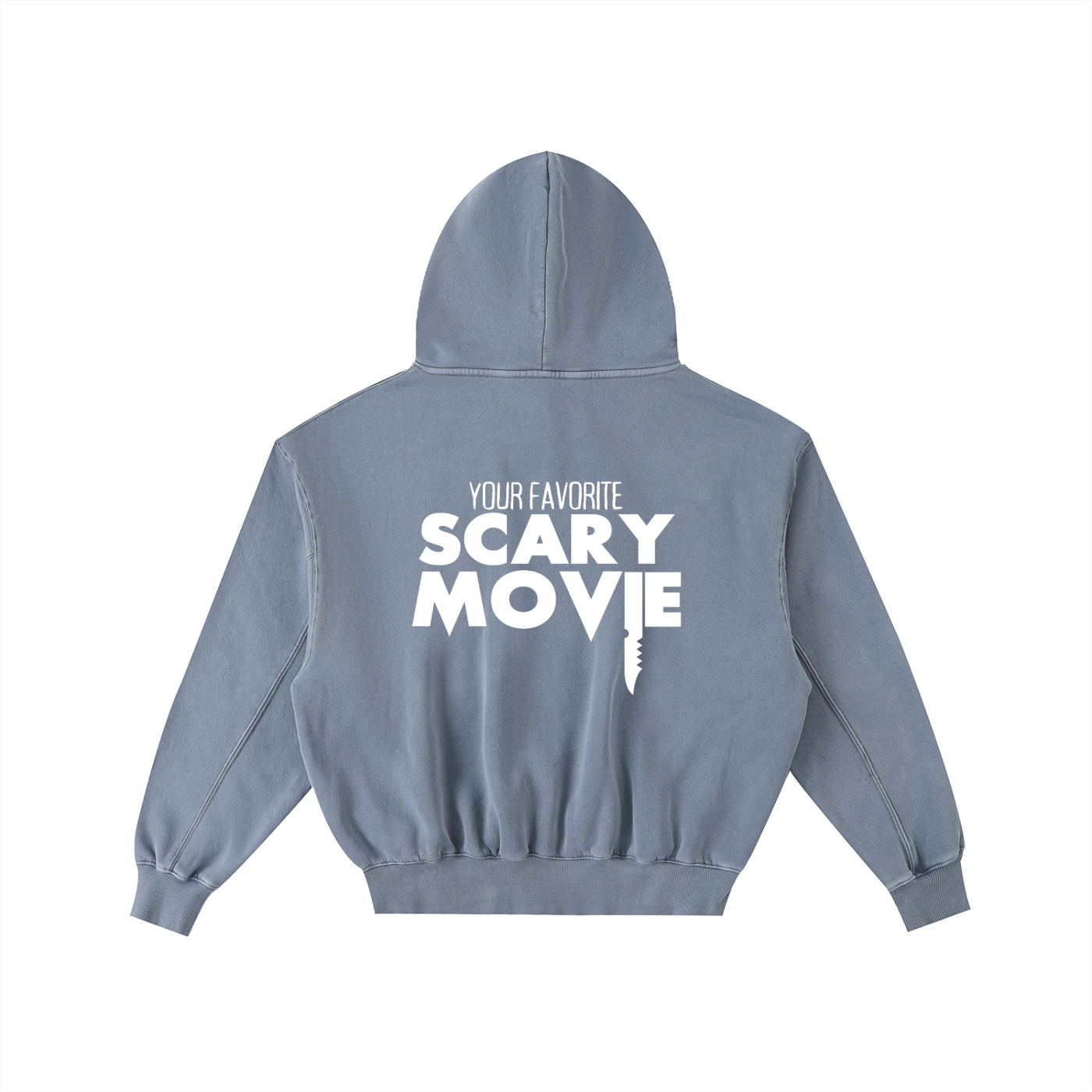 YFSM White Logo Frayed Washed Fleece Hoodie
