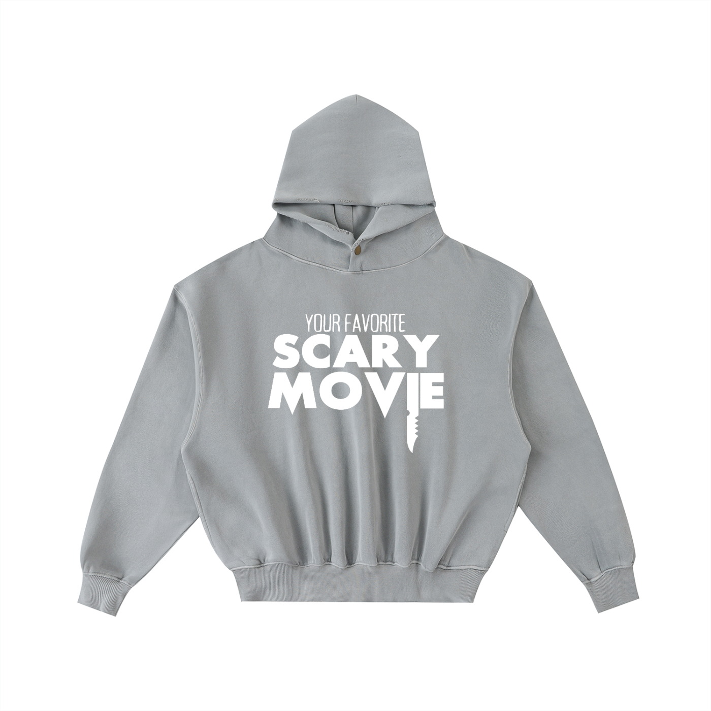 YFSM White Logo Frayed Washed Fleece Hoodie