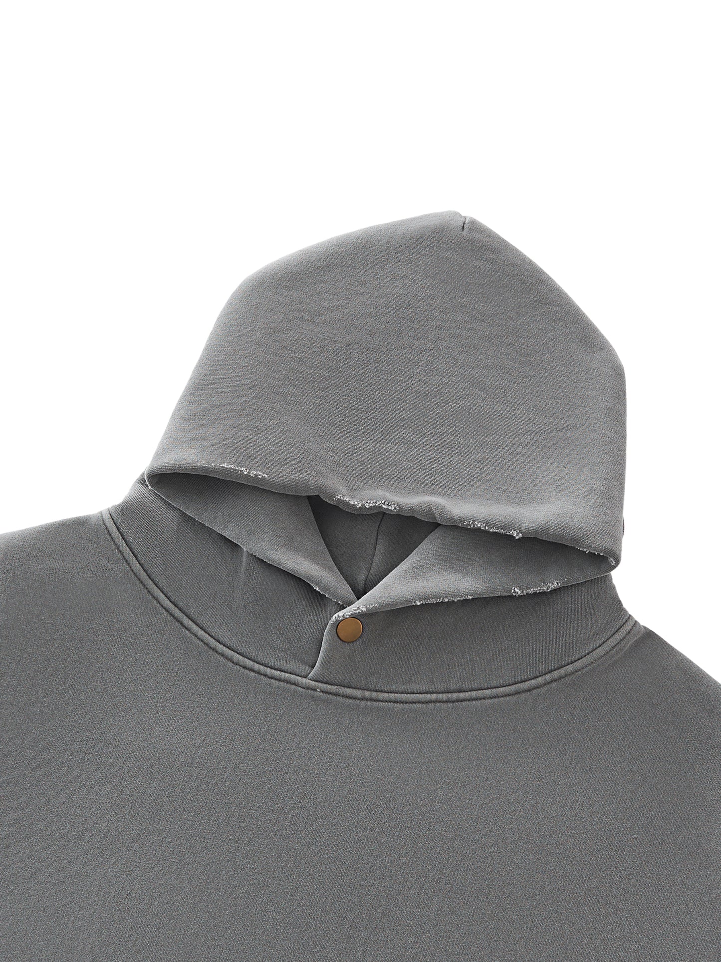 YFSM White Logo Frayed Washed Fleece Hoodie